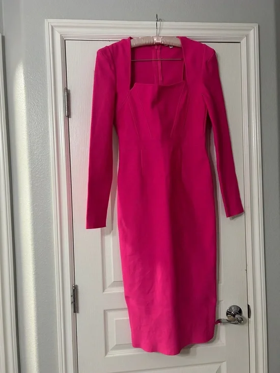 Fashion Nova Hot Pink Square-Neck Midi Dress - Picture 2 of 3